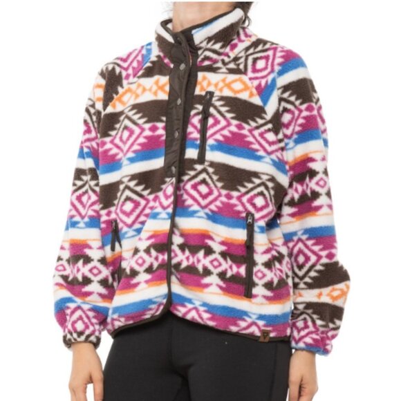 Liv Outdoor Women's Sherpa Aztec Print Fleece Jacket - L - Picture 1 of 7